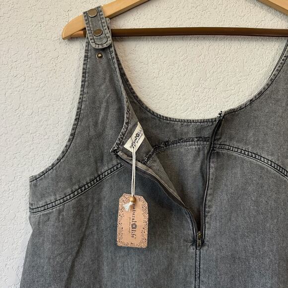 NATURAL LIFE JJ Jumper Dress Gray Denim Sleeveless Mini Frayed NWT - Picture 7 of 12